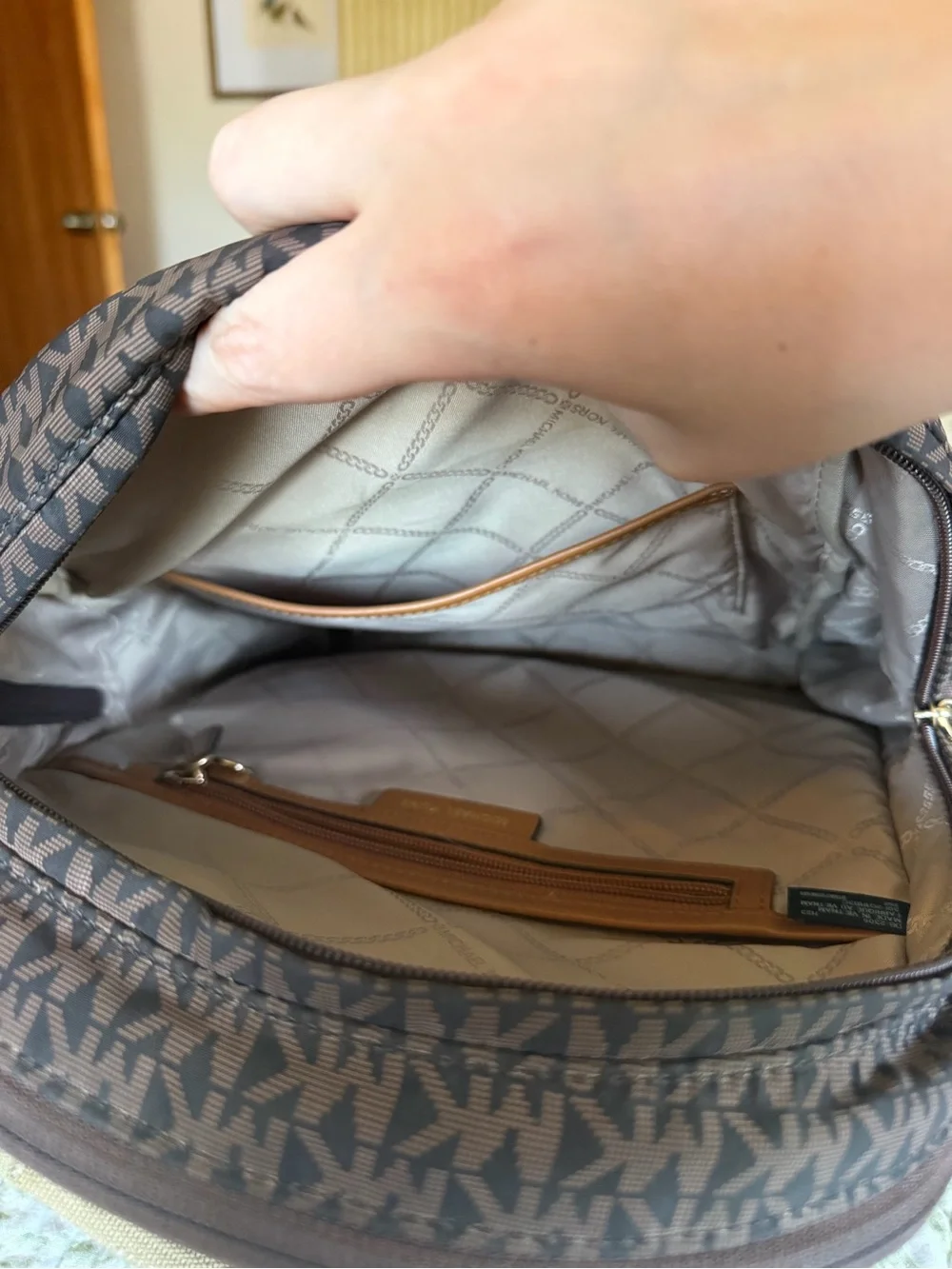 Michael Kors Brown and Tan MK Prescott Logo Backpack